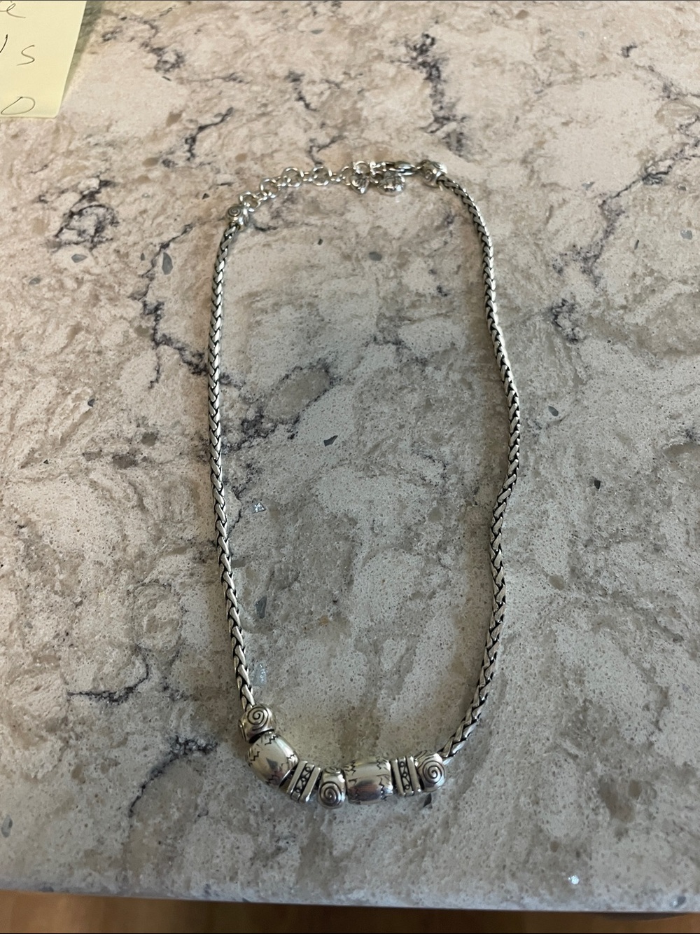 Brighton Silver-Tone Braided Chain Necklace with Decorative Beads